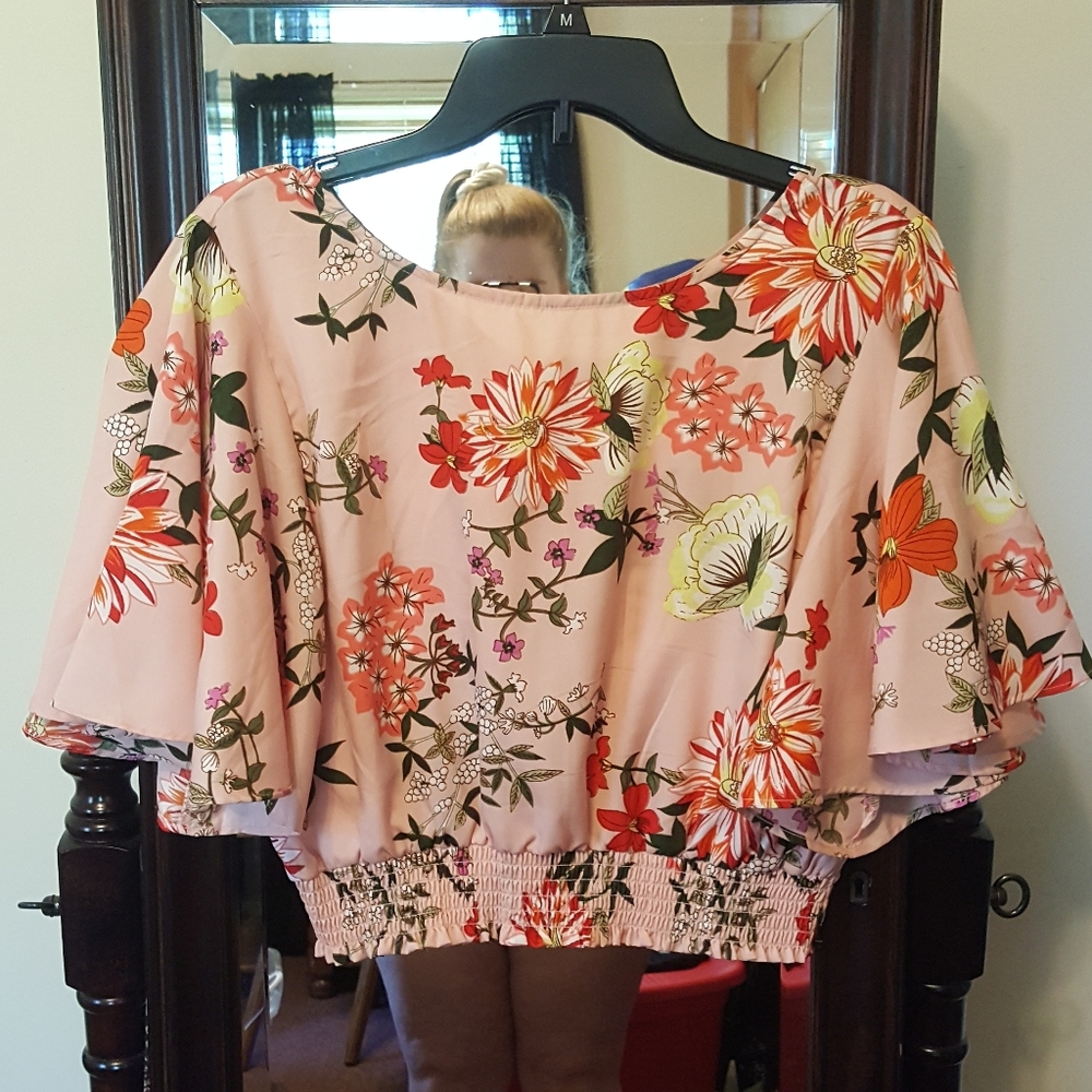 NWOT Pink floral crop top